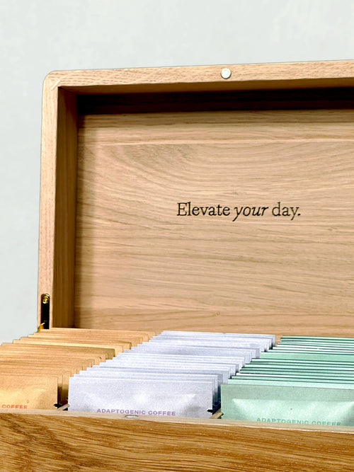 oak adaptogenic coffee presentation box